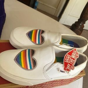 White and rainbow vans